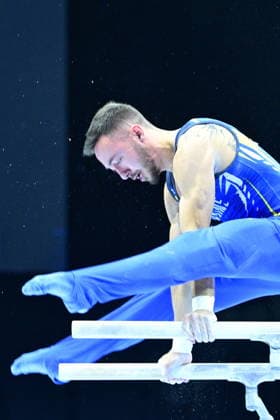 Zagreb, Croatia, 220826. 37th European Men s Artistic Gymnastics Championships, Individual Apparatus Finals at Arena Zagreb. In the photo: Parallel Bars, Nazar Chepurnyi, Ukraine. Photo: Ivana Grgic CROPIX Copyright: xxIvanaxGrgicx xCROPIXx disciplina_ruce20-220826