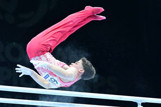Zagreb, Croatia, 220826. 37th European Men s Artistic Gymnastics Championships, Individual Apparatus Finals at Arena Zagreb. In the photo: Parallel Bars, Atlan Dogan, Turkey. Photo: Ivana Grgic CROPIX Copyright: xxIvanaxGrgicx xCROPIXx disciplina_ruce21-220826