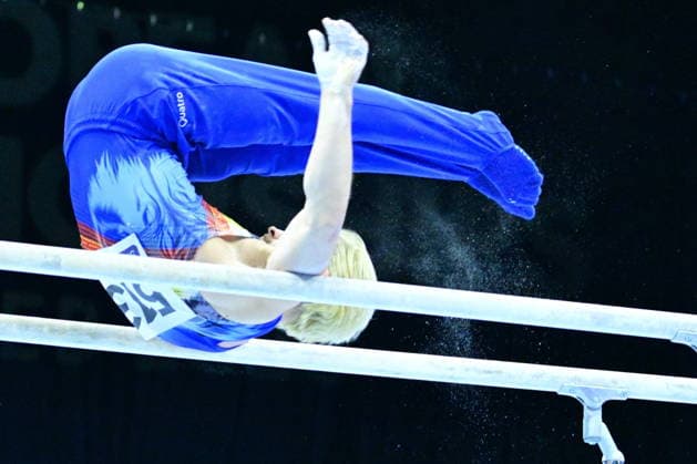 Zagreb, Croatia, 220826. 37th European Men s Artistic Gymnastics Championships, Individual Apparatus Finals at Arena Zagreb. In the photo: Parallel Bars, Nicola Cuyle, Belgium. Photo: Ivana Grgic CROPIX Copyright: xxIvanaxGrgicx xCROPIXx disciplina_ruce34-220826