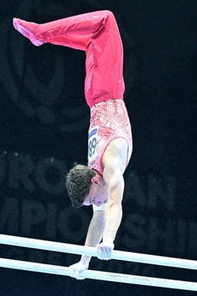 Zagreb, Croatia, 220826. 37th European Men s Artistic Gymnastics Championships, Individual Apparatus Finals at Arena Zagreb. In the photo: Parallel Bars, Atlan Dogan, Turkey. Photo: Ivana Grgic CROPIX Copyright: xxIvanaxGrgicx xCROPIXx disciplina_ruce8-220826
