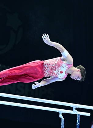 Zagreb, Croatia, 220826. 37th European Men s Artistic Gymnastics Championships, Individual Apparatus Finals at Arena Zagreb. In the photo: Parallel Bars, Atlan Dogan, Turkey. Photo: Ivana Grgic CROPIX Copyright: xxIvanaxGrgicx xCROPIXx disciplina_ruce9-220826
