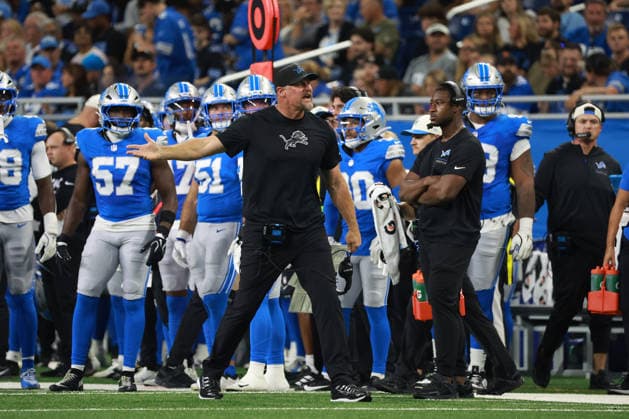 Washington Commanders vs Detroit Lions DETROIT,MICHIGAN-AUGUST 22: Head coach Dan Campbell of the Detroit Lionsd reacts on a play uring the first half of an NFL, American Football Herren, USA preseason football game between the Washington Commanders and the Detroit Lions in Detroit, Michigan USA, on Saturday, August 22, 2026 Detroit Michigan United States  Copyright: xJorgexLemusx originalFilename:lemus-washingt260822_npOiX.jpg