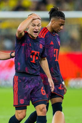 22.08.2026 - Fußball, 2026 2027, Franz-Beckenbauer-Supercup, Borussia Dortmund - FC Bayern München: (L-R) Joshua Kimmich (München), Michael Olise (München) DFB REGULATIONS PROHIBIT ANY USE OF PHOTOGRAPHS AS IMAGE SEQUENCES AND OR QUASI-VIDEO. *** August 22, 2026 Soccer, 2026–2027, Franz Beckenbauer Super Cup, Borussia Dortmund vs. FC Bayern Munich, L R: Joshua Kimmich (Munich), Michael Olise (Munich). DFB regulations prohibit any use of photographs as image sequences and or quasi-video.
