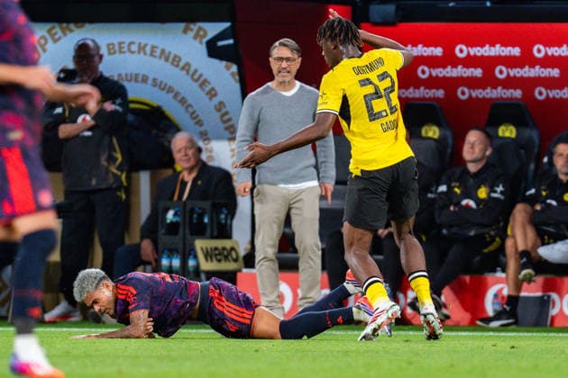 Supercup, Deutschland, Borussia Dortmund vs. FC Bayern München, 22.08.2026 im Signal Iduna Park Joane Gadou Luis Diaz Niko Kovac *** Super Cup, Germany, Borussia Dortmund vs. FC Bayern Munich, August 22, 2026, at Signal Iduna Park: Joane Gadou, Luis Diaz, Niko Kovac Copyright: xBahhoxKarax
