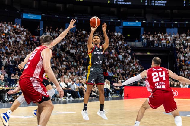 22.08.2026, GER, Turkish Airlines Supercup 2026, Hamburg, Finale, Deutschland-Kroatien Maodo Lo (Deutschland, 4) Hamburg Barclays Arena Hamburg Deutschland *** August 22, 2026, GER, 2026 Turkish Airlines Super Cup, Hamburg, Final, Germany vs. Croatia, Maodo Lo (Germany), 4, Hamburg Barclays Arena, Hamburg, Germany