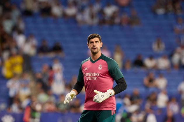 ESP: LaLiga EA Sports RCD Espanyol de Barcelona v Real Madrid Thibaut Courtois of Real Madrid warms up during LaLiga EA Sports match between RCDE Espanyol de Barcelona v Real Madrid played at RCDE Stadium, Cornella de Llobregat, Barcelona on August 22 2026 in Spain Spain Soccer *** ESP LaLiga EA Sports RCD Espanyol de Barcelona vs. Real Madrid Thibaut Courtois of Real Madrid warms up during the LaLiga EA Sports match between RCDE Espanyol de Barcelona and Real Madrid, played at RCDE Stadium in Cornellà de Llobregat, Barcelona, on August 22, 2026, in Spain. Spanish Soccer Copyright: xAgenciaxLOFx