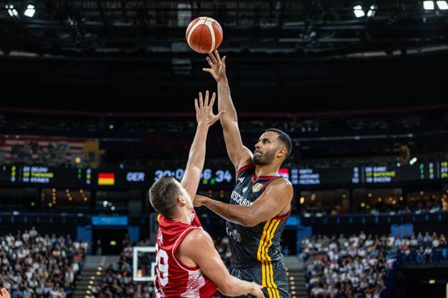 Basketball Hamburg 22.08.2026 Turkish Airlines Supercup 2026 Finale Deutschland (GER) - Kroatien (CRO) Johannes Thiemann (Deutschland, No.32) *** Basketball Hamburg, August 22, 2026 Turkish Airlines Supercup 2026 Final Germany (GER) vs. Croatia (CRO) Johannes Thiemann, Germany, No. 32