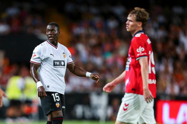August 22, 2026, Valencia, Valencia, SPAIN: Aliou Dieng of Valencia CF in action during the Spanish league, LaLiga EA Sports, football match played between Valencia CF and RC Celta de Vigo at Mestalla stadium on August 22, 2026, in Valencia, Spain. Valencia CF V RC Celta De Vigo - LaLiga EA Sports  - ZUMAa181 20260822_zaa_a181_217 Copyright: xIvanxTerronx