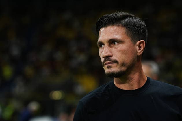 Cagliari s head coach Fabio Pisacane looks on during the Serie A soccer match between Parma and Cagliari at Ennio Tardini Stadium in Parma, North Italy, Saturday, August 22, 2026. Soccer  Copyright: xMassimoxPaolone LaPressex