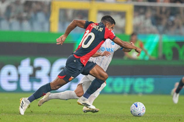 GenoaÕs Junior Messias in action during the Serie A soccer match between Genoa and Napoli at the Luigi Ferraris Stadium in Genoa, Italy - Saturday, August 22, 2026. - Soccer .  Copyright: xTanoxPecoraro LaPressex