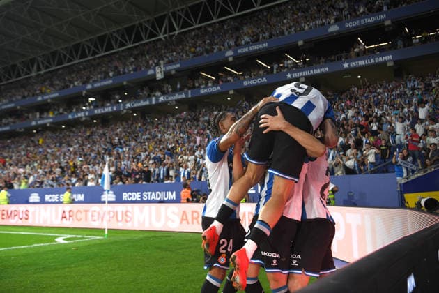 RCD ESPANYOL v REAL MADRID RCDE STADIUM BARCELONA. Aug 22, 2026 RCD ESPANYOL vs ATHLETIC CLUB DE BILBAO Aug 22,2026 A. Calatrava of RCD Espanyol celebrates scoring his team s first goal with teammates of RCD Espanyol during the match between RCD Espanyol and Real Madrid corresponding to the second day of La Liga EA Sports at RCDE Stadium in Barcelona, Spain. Cornella El Prat ESP Copyright: xS.xRosx