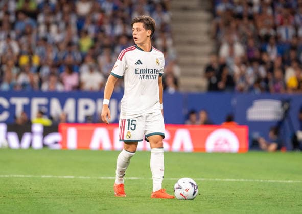 ESP: LaLiga EA Sports RCD Espanyol de Barcelona v Real Madrid Arda Guler of Real Madrid during LaLiga EA Sports match between RCDE Espanyol de Barcelona v Real Madrid played at RCDE Stadium, Cornella de Llobregat, Barcelona on August 22 2026 in Spain Spain Soccer *** ESP LaLiga EA Sports RCD Espanyol de Barcelona vs. Real Madrid: Arda Güler of Real Madrid during the LaLiga EA Sports match between RCDE Espanyol de Barcelona and Real Madrid, played at RCDE Stadium in Cornellà de Llobregat, Barcelona, on August 22, 2026, in Spain. Spanish Soccer Copyright: xAgenciaxLOFx