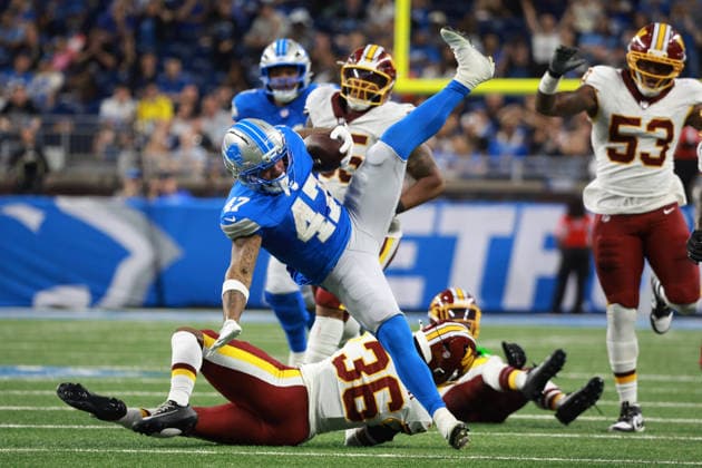 Washington Commanders vs Detroit Lions DETROIT,MICHIGAN-AUGUST 22: Running back Trayveon Williams 47 of the Detroit Lions runs the ball during the first half of an NFL, American Football Herren, USA preseason football game between the Washington Commanders and the Detroit Lions in Detroit, Michigan USA, on Saturday, August 22, 2026 Detroit Michigan United States  Copyright: xJorgexLemusx originalFilename:lemus-washingt260822_npJi5.jpg
