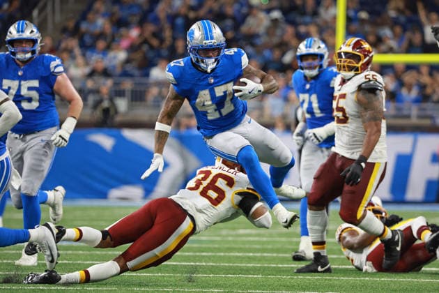 Washington Commanders vs Detroit Lions DETROIT,MICHIGAN-AUGUST 22: Running back Trayveon Williams 47 of the Detroit Lions runs the ball during the first half of an NFL, American Football Herren, USA preseason football game between the Washington Commanders and the Detroit Lions in Detroit, Michigan USA, on Saturday, August 22, 2026 Detroit Michigan United States  Copyright: xJorgexLemusx originalFilename:lemus-washingt260822_npRw4.jpg