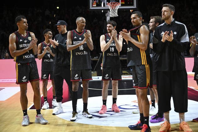 Germany v Croatia - Turkish Airlines Supercup 2026 HAMBURG, GERMANY - AUGUST 22: Players of Germany celebrate victory after defeating Croatia during the Turkish Airlines Basketball Supercup 2026 match between Germany and Croatia at Barclays Arena in Hamburg, Germany, on August 22, 2026. Halil Sagirkaya Anadolu Hamburg Germany. Editorial use only. Please get in touch for any other usage.  Copyright: x2026xAnadoluxHalilxSagirkayax