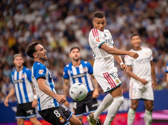 ESP: LaLiga EA Sports RCD Espanyol de Barcelona v Real Madrid Kylian Mbappe of Real Madrid during LaLiga EA Sports match between RCDE Espanyol de Barcelona v Real Madrid played at RCDE Stadium, Cornella de Llobregat, Barcelona on August 22 2026 in Spain Spain Soccer *** ESP LaLiga EA Sports RCD Espanyol de Barcelona vs. Real Madrid Kylian Mbappé of Real Madrid during the LaLiga EA Sports match between RCDE Espanyol de Barcelona and Real Madrid, played at RCDE Stadium in Cornellà de Llobregat, Barcelona, on August 22, 2026, in Spain. Spanish Soccer Copyright: xAgenciaxLOFx