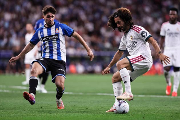 August 22, 2026, Cornella, Barcelona, SPAIN: Marc Cucurella of Real Madrid CF in action during the Spanish league, LaLiga EA Sports, football match played between RCD Espanyol and Real Madrid CF at RCDE Stadium on August 22, 2026 in Cornella, Spain. RCD Espanyol V Real Madrid CF - LaLiga EA Sports  - ZUMAa181 20260822_zaa_a181_293 Copyright: xJavierxBorregox