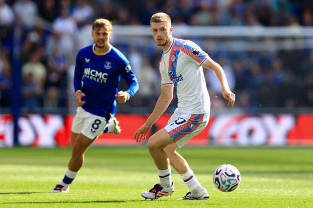 Liverpool, England, 22nd August 2026. Adam Wharton of Crystal Palace during the Everton vs Crystal Palace Premier League match at Hill Dickinson Stadium, Liverpool. Picture credit should read: Jessica Hornby Sportimage EDITORIAL USE ONLY. No use with unauthorised audio, video, data, fixture lists, club league logos or live services. Online in-match use limited to 120 images, no video emulation. No use in betting, games or single club league player publications. SPI_093_JH_EVERTON_CRYSTAL_PALACE SPI-4926-0093