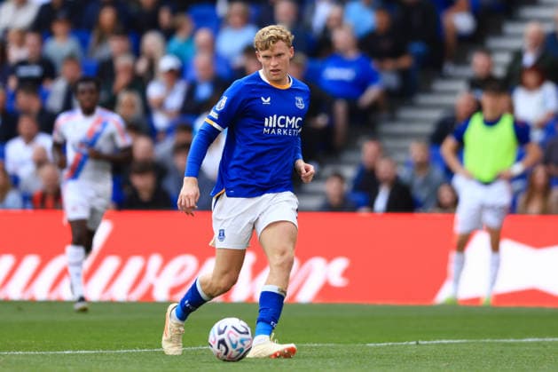Liverpool, England, 22nd August 2026. Jarrad Branthwaite of Everton during the Everton vs Crystal Palace Premier League match at Hill Dickinson Stadium, Liverpool. Picture credit should read: Jessica Hornby Sportimage EDITORIAL USE ONLY. No use with unauthorised audio, video, data, fixture lists, club league logos or live services. Online in-match use limited to 120 images, no video emulation. No use in betting, games or single club league player publications. SPI_101_JH_EVERTON_CRYSTAL_PALACE SPI-4926-0101