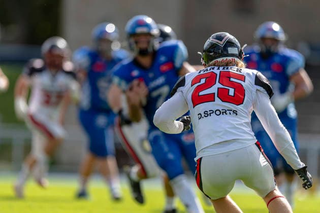 Niclas Kerschgen (DB, Duesseldorf Panther, 25) GER, Allgaeu Comets vs Duesseldorf Panther, American Football, GFL, Saison 2026, Week 16, 22.08.2026 GER, Allgaeu Comets vs Duesseldorf Panther, American Football, GFL, Saison 2026, Week 16, 22.08.2026 Kempten *** Niclas Kerschgen DB, Düsseldorf Panthers, 25 GER, Allgäu Comets vs. Düsseldorf Panthers, American Football, GFL, 2026 Season, Week 16, August 22, 2026 GER, Allgäu Comets vs. Düsseldorf Panthers, American Football, GFL, 2026 Season, Week 16, August 22, 2026 Kempten Copyright: xEibner-Pressefoto FlorianxWolfx EP_FWF