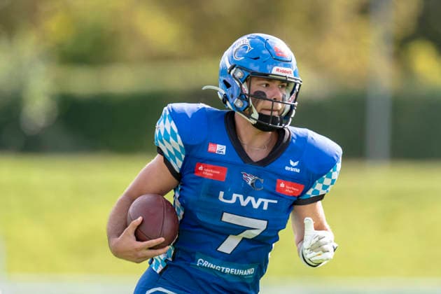 Gabriel Quigley (Allgaeu Comets, WR, 7) GER, Allgaeu Comets vs Duesseldorf Panther, American Football, GFL, Saison 2026, Week 16, 22.08.2026 GER, Allgaeu Comets vs Duesseldorf Panther, American Football, GFL, Saison 2026, Week 16, 22.08.2026 Kempten *** Gabriel Quigley, Allgäu Comets, WR, No. 7, Allgäu Comets vs. Düsseldorf Panthers, American Football, GFL, 2026 Season, Week 16, August 22, 2026 GER, Allgäu Comets vs. Düsseldorf Panthers, American football, GFL, 2026 season, Week 16, August 22, 2026 Kempten Copyright: xEibner-Pressefoto FlorianxWolfx EP_FWF