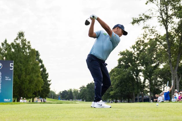 August 22, 2026, St. Louis, Missouri, USA: SI WOO KIM tees off of the fifth hole during Round 3 of the BMW Championship at Bellerive Country Club. St. Louis USA - ZUMAw173 20260822_zsp_w173_062 Copyright: xLukexWelshx