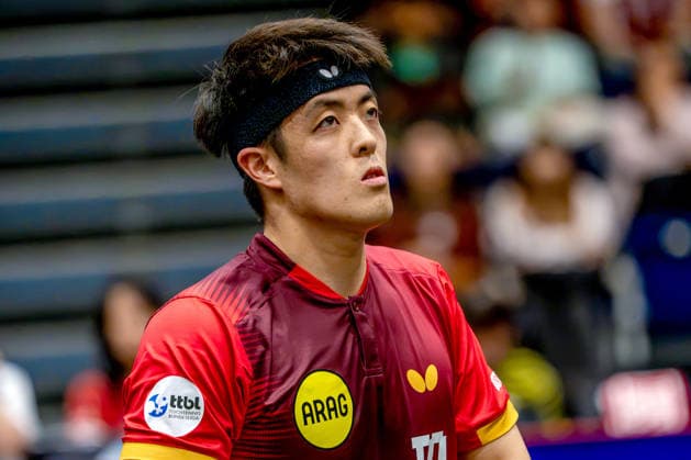 22.08.2026, xkkux, Tischtennis, TTBL, Borussia Düsseldorf - TSV Bad Königshofen, Saison 2026 2027, 2. Spieltag, ARAG Centercourt Düsseldorf: Dang Qiu (Borussia Düsseldorf) Nordrhein-Westfalen Deutschland *** August 22, 2026, xkkux, Table Tennis, TTBL, Borussia Düsseldorf vs. TSV Bad Königshofen, 2026–2027 Season, Matchday 2, ARAG Centercourt Düsseldorf, Dang Qiu, Borussia Düsseldorf, North Rhine-Westphalia, Germany