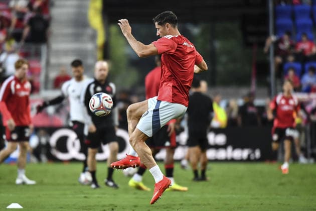 Robert Lewandowski (Chicago Fire FC) during warmups before the Major League Soccer match between Red Bull New York and Chicago Fire FC at Sports Illustrated Stadium on August 22, 2026 in Harrison, NJ, United States.  Copyright: xRebekahxWynkoopx xSPPx Sportspressphoto_SPR212921