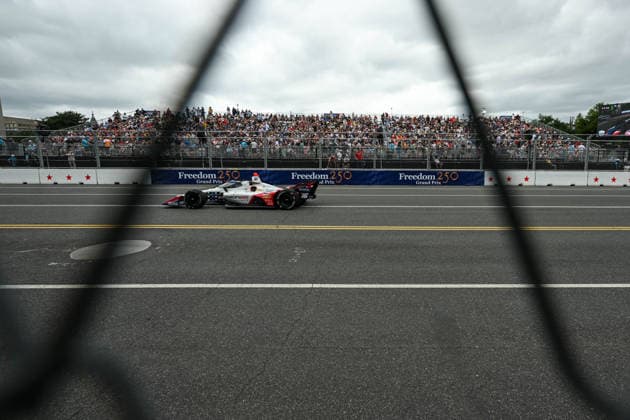 Washington DC hosts inaugural Freedom 250 Grand Prix weekend WASHINGTON, D.C., UNITED STATES - AUGUST 22: Rinus VeeKay driver of the 76 Juncos Hollinger Racing drives during practice for the NTT IndyCar, Indy Car, IRL, USA SERIES Freedom 250 practice session in Washington, D.C., on August 22, 2026. U.S. President Donald Trump established the Freedom 250 Grand Prix weekend as part of the yearlong celebration marking the 250th anniversary of the United States. Mehmet Eser Anadolu District of Columbia United States. Editorial use only. Please get in touch for any other usage.  Copyright: x2026xAnadoluxMehmetxEserx