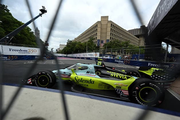 Washington, DC hosts inaugural Freedom 250 Grand Prix weekend WASHINGTON, D.C., UNITED STATES - AUGUST 22: Christian Rasmussen, driver of the 21 ECR Chevrolet drives during practice for the NTT IndyCar, Indy Car, IRL, USA SERIES Freedom 250 practice session in Washington, D.C., on August 22, 2026. U.S. President Donald Trump established the Freedom 250 Grand Prix weekend as part of the yearlong celebration marking the 250th anniversary of the United States. Mehmet Eser Anadolu District of Columbia United States. Editorial use only. Please get in touch for any other usage.  Copyright: x2026xAnadoluxMehmetxEserx