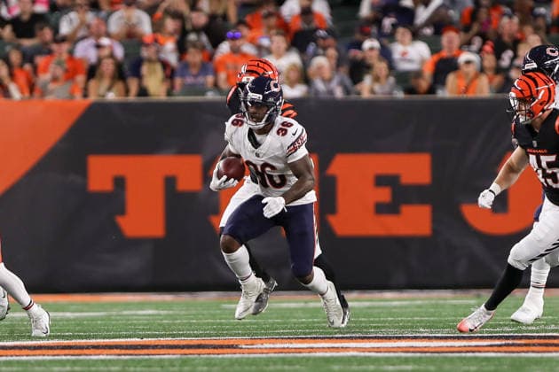 CINCINNATI, OH - AUGUST 22: Chicago Bears running back Salvon Ahmed (36) carries the ball during the preseason game between the Chicago Bears and the Cincinnati Bengals at Paycor Stadium on August 22, 2026 in Cincinnati, OH. (Photo by Ian Johnson Icon Sportswire) NFL, American Football Herren, USA AUG 22 Bears at Bengals EDITORIAL USE ONLY Icon260822028