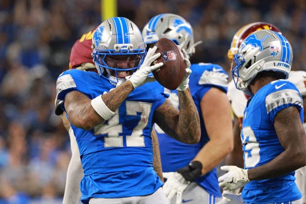 Washington Commanders vs Detroit Lions DETROIT,MICHIGAN-AUGUST 22: Running back Trayveon Williams 47 of the Detroit Lions reacts after a play during the second half of an NFL, American Football Herren, USA preseason football game between the Washington Commanders and the Detroit Lions in Detroit, Michigan USA, on Saturday, August 22, 2026 Detroit Michigan United States  Copyright: xJorgexLemusx originalFilename:lemus-washingt260822_np9VP.jpg