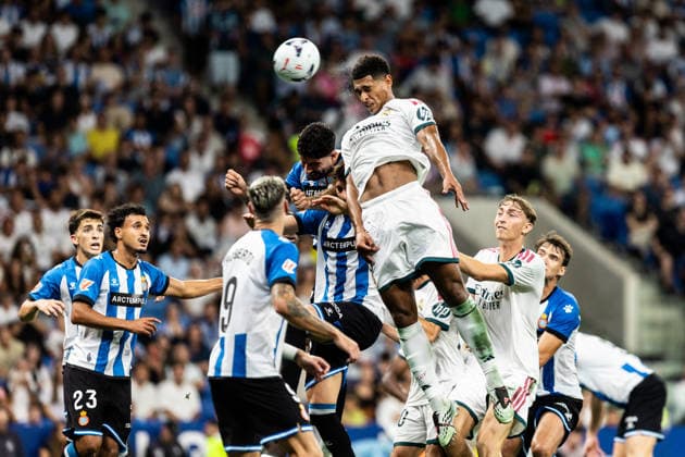 August 22, 2026, Barcelona, Catalonia, Spain: BARCELONA, SPAIN - AUGUST 22: Jude Bellingham of Real Madrid in action during the LaLiga EA Sports match between RCD Espanyol and Real Madrid at RCDE Stadium on August 22, 2026 in Barcelona, Spain. Barcelona Spain - ZUMAs316 20260822_znp_s316_046 Copyright: xMartixSeguraxRamonedax