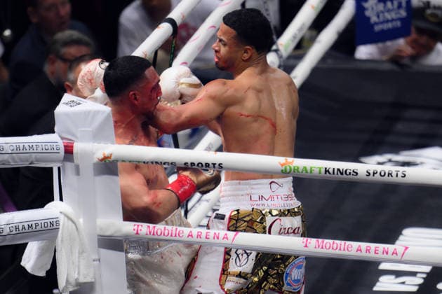 Rolando Romero vs Teofimo Lopez in Las Vegas LAS VEGAS, NEVADA - AUG 22: Rolando Rolly Romero (blue glove) and Teofimo Lopez (red glove) exchange punches during their WBA World Welterweight Championship title fight on Saturday night of main event at T-Mobile Arena in Las Vegas, Nevada, United States on August 22, 2026. Tayfun Coskun Anadolu Nevada United States. Editorial use only. Please get in touch for any other usage.  Copyright: x2026xAnadoluxTayfunxCoskunx
