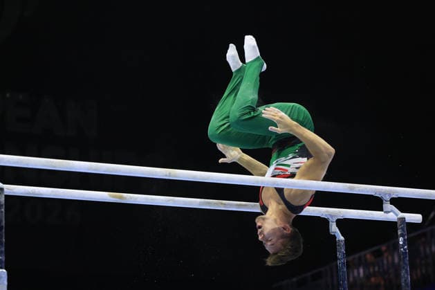 Zagreb, 22.08.2026. - 37TH EUROPEAN MEN™S ARTISTIC GYMNASTICS, Men s Artistic Gymnastics Apparatus Final Parallel bars Individual SENIORS. 589 MESZAROS Krisztofer (HUN), Men s Artistic Gymnastics Apparatus Final Parallel bars Individual SENIORS  2S6A5562.JPG