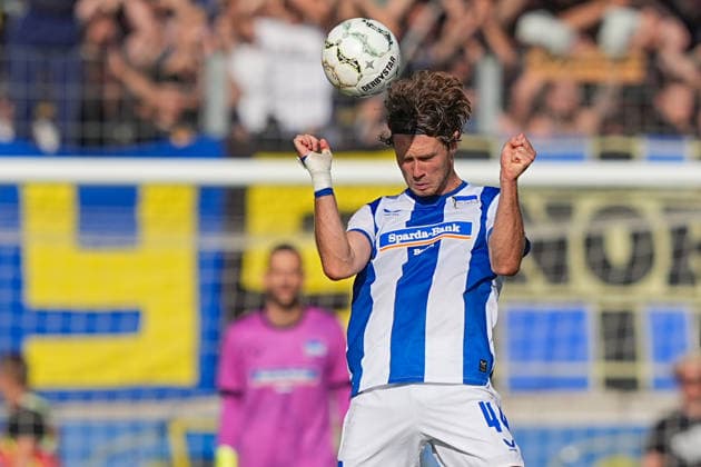 22.08.2026, xydrx, Fußball, DFB Pokal, 1. FC Saarbrücken - Hertha BSC, Saison 2026 2027, Ludwigsparkstadion: Linus Gechter (Hertha BSC, 44) DFB regulations prohibit any use of photographs as image sequences and or quasi-video. *** August 22, 2026, xydrx, Soccer, DFB Cup, 1. FC Saarbrücken vs. Hertha BSC, 2026–2027 season, Ludwigspark Stadium, Linus Gechter, Hertha BSC, 44. DFB regulations prohibit any use of photographs as image sequences and or quasi-video Copyright: HMBxMedia YannisxDreimann