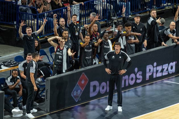 Basketball Hamburg 22.08.2026 Turkish Airlines Supercup 2026 Finale Deutschland (GER) - Kroatien (CRO) team Deutschland Jubel *** Basketball Hamburg, August 22, 2026—Turkish Airlines Supercup 2026 Final: Germany (GER) vs. Croatia (CRO)—Team Germany Celebrates