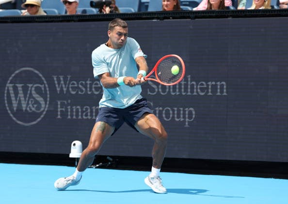 August 22, 2026, Mason, Ohio, USA: FLAVIO COBOLLI of Italy during the match against A. Fils of France in the semifinals of tennis tournament WTA, Tennis Damen 1000 Cincinnati Open in Mason, USA. Cobolli lost 3:6, 4:6. Mason USA - ZUMAc278 20260822_zsp_c278_046 Copyright: xMarcinxCholewinskix