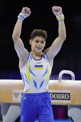 Volodymyr Golovin, UKR, during juniors pommels final at 2026 Europeans in Zagreb; 22 08 2026; *** Volodymyr Golovin, UKR, during the junior pommel horse final at the 2026 European Championships in Zagreb on August 22, 2026 