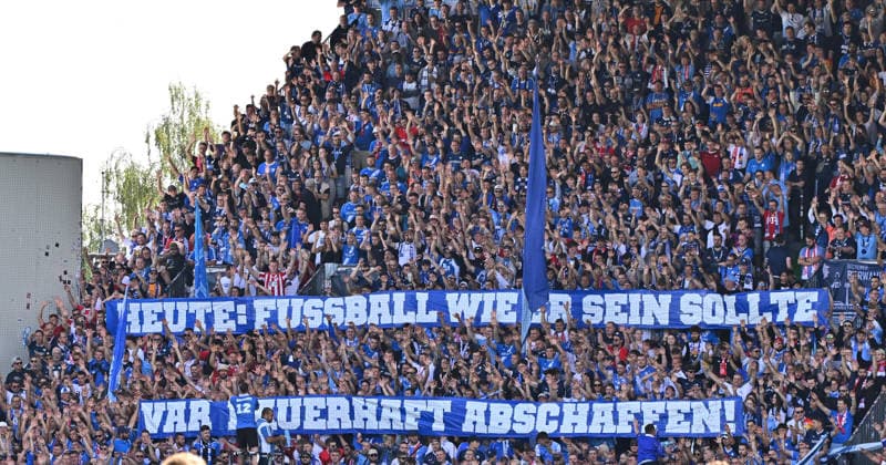 23.08.2026 - Fussball - Saison 2026 2027 - DFB Pokal Vereinspokal - 01. Runde: SpVgg Greuther Fürth ( Kleeblatt ) - VfL Bochum - Sportfoto Zink MeZi - xmexzix - regulations prohibit any use of photographs as image sequences and or quasi-video - Fanprotest gegen VAR Videobeweis VAR Fans Fanblock Bochum *** August 23, 2026 Soccer Season 2026–2027 DFB Cup Club Cup First Round SpVgg Greuther Fürth Kleeblatt vs. VfL Bochum Sports photo by Zink MeZi xmexzix; regulations prohibit any use of photographs as image sequences and or quasi-video. Fanprotest against VAR, video review, VAR fans, fan block, Bochum