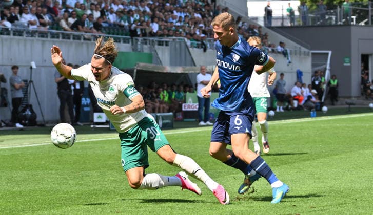 23.08.2026 - Fussball - Saison 2026 2027 - DFB Pokal Vereinspokal - 01. Runde: SpVgg Greuther Fürth ( Kleeblatt ) - VfL Bochum - Sportfoto Zink - xwoxzix - regulations prohibit any use of photographs as image sequences and or quasi-video - Felix Klaus (30, SpVgg Greuther Fürth ) Enis Cokaj (6, VfL Bochum ) *** August 23, 2026 Soccer Season 2026–2027 DFB Cup Club Cup First Round SpVgg Greuther Fürth Kleeblatt vs. VfL Bochum Sports photo by Zink xwoxzix; regulations prohibit any use of photographs as image sequences and or quasi-video. Felix Klaus 30, SpVgg Greuther Fürth Enis Cokaj 6, VfL Bochum
