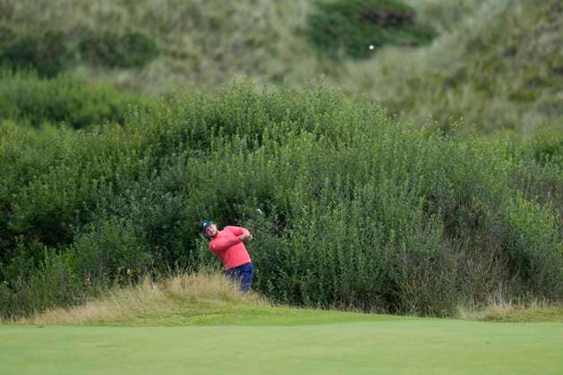 BALMEDIE, SCOTLAND - AUG 23: Connor Syme (SCO) plays from the rough on the second hole during Round 4 at the 2026 Nexo Championship at the Trump International Golf Links, Balmedie on August 23, 2026 in Aberdeenshire, Scotland The 2026 Nexo Championship