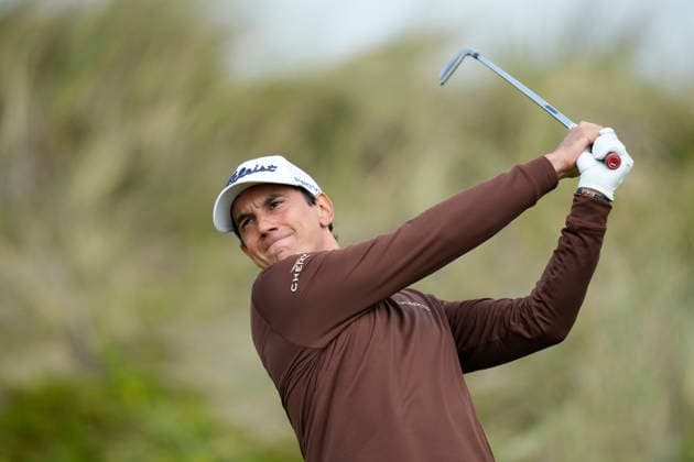 BALMEDIE, SCOTLAND - AUG 23: Matteo Manassero (ITL) plays from the third tee during Round 4 at the 2026 Nexo Championship at the Trump International Golf Links, Balmedie on August 23, 2026 in Aberdeenshire, Scotland The 2026 Nexo Championship