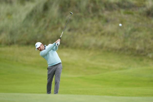 BALMEDIE, SCOTLAND - AUG 23: Lukas Nemecz (AUT) plays from the first fairway during Round 4 at the 2026 Nexo Championship at the Trump International Golf Links, Balmedie on August 23, 2026 in Aberdeenshire, Scotland The 2026 Nexo Championship