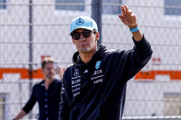 ZANDVOORT - George Russell from Great Britain and driver for Mercedes-AMG PETRONAS F1 Team during the drivers parade for the Formula 1 Heineken Dutch Grand Prix at Circuit Zandvoort on 23 August 2026 in Zandvoort, the Netherlands. MARCEL TER BALS ANP xVIxANPxSportx xMarcelxterxBalsxIVx 566094560 originalFilename: 566094560.jpg