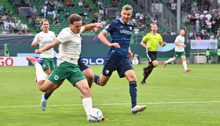 23.08.2026 - Fussball - Saison 2026 2027 - DFB Pokal Vereinspokal - 01. Runde: SpVgg Greuther Fürth ( Kleeblatt ) - VfL Bochum - Sportfoto Zink - xwoxzix - regulations prohibit any use of photographs as image sequences and or quasi-video - Lukas Reich (2, SpVgg Greuther Fürth ) Karol Mets (5, VfL Bochum ) *** August 23, 2026 Soccer Season 2026–2027 DFB Cup Club Cup First Round SpVgg Greuther Fürth Kleeblatt vs. VfL Bochum Sports photo by Zink xwoxzix; regulations prohibit any use of photographs as image sequences and or quasi-video. Lukas Reich 2, SpVgg Greuther Fürth Karol Mets 5, VfL Bochum