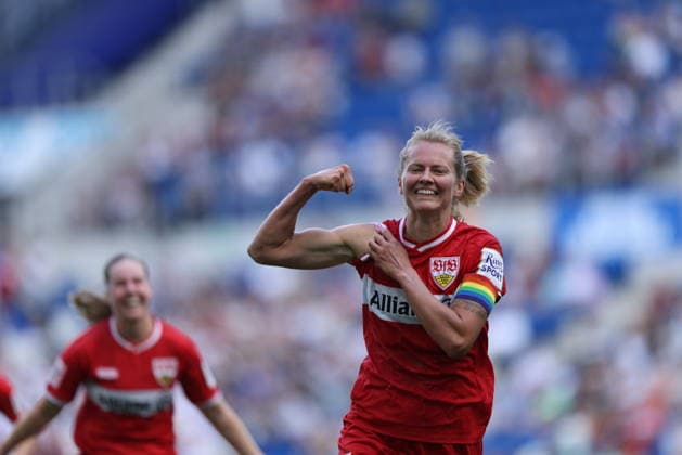 GER, Sinsheim, TSG Hoffenheim vs VfB Stuttgart, Google Pixel Frauen Bundesliga, Fussball, DFB, Spielzeit 2026 2027, 1. Spieltag im Bild: Maximiliane Rall (VfB Stuttgart Frauen 8) erzielt das Tor zum 1:1, Tor, Jubel und Freude, Emotionen DFB DFL REGULATIONS PROHIBIT ANY USE OF PHOTOGRAPHS AS IMAGE SEQUENCES AND OR QUASI-VIDEO, 23.08.2026 *** GER, Sinsheim, TSG Hoffenheim vs. VfB Stuttgart, Google Pixel Women s Bundesliga, Soccer, DFB, 2026–2027 Season, Matchday 1 in Pictures: Maximiliane Rall of VfB Stuttgart Women s Team 8 scores the goal to tie the game at 1–1, Goal, celebration and joy, emotions. DFB and DFL regulations prohibit any use of photographs as image sequences and or quasi-video. August 23, 2026 Copyright: HMBxMedia HendrikxHamelau