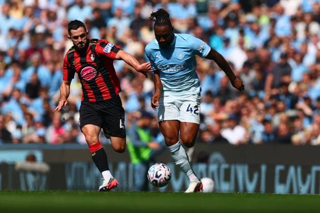 Lewis Cook of AFC Bournemouth and Antoine Semenyo of Manchester City Manchester City v AFC Bournemouth, Premier League Football, Football, Etihad Stadium, Manchester, UK - 23 Aug 2026Manchester Etihad Stadium United Kingdom EDITORIAL USE ONLY No use with unauthorised audio, video, data, fixture lists, club league logos or live services. Online in-match use limited to 120 images, no video emulation. No use in betting, games or single club league player publications.  Copyright: xPaulxCurrie Shutterstockx 17112312u