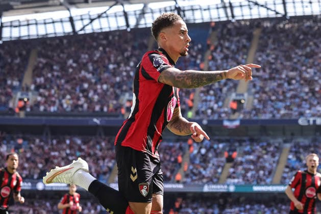 Premier League: Manchester City v Bournemouth Marcus Tavernier of Bournemouth celebrates his goal to make it 0-1 during the Premier League match Manchester City vs Bournemouth at Etihad Stadium, Manchester, United Kingdom on 23 August 2026 (Photo by Mark Cosgrove News Images) Manchester Etihad Stadium Greater Manchester United, ManU Kingdom Copyright: xMarkxCosgrove NewsxImagesx