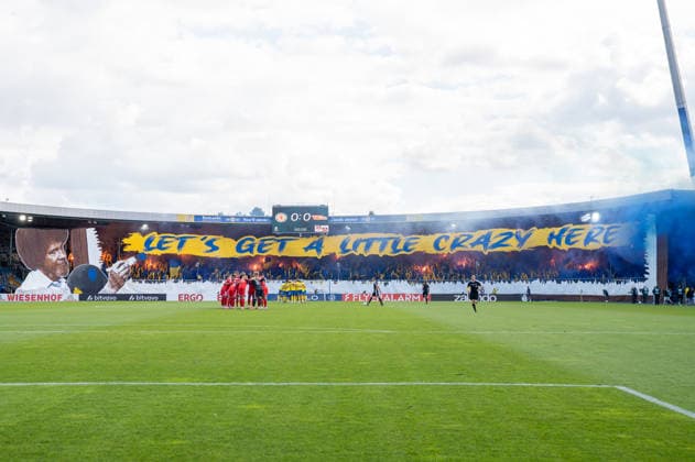 Deutschland: Fussball DFB-Pokal, 1. Runde 2026 2027, Eintracht Braunschweig - 1. FC Union Berlin am 23.08.2026 in Braunschweig (Eintracht-Stadion): Fans, Spruchband, Fahne, Transparent, Choreo *** German Soccer DFB Cup, First Round 2026–2027, Eintracht Braunschweig vs. FC Union Berlin on August 23, 2026, at Eintracht Stadium in Braunschweig—fans, banners, flags, signs, choreographed displays Copyright: xSvenxHeidmannx